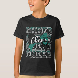 Green Black Bow Cheer Sport Cheerleader Cheerleadi T-Shirt