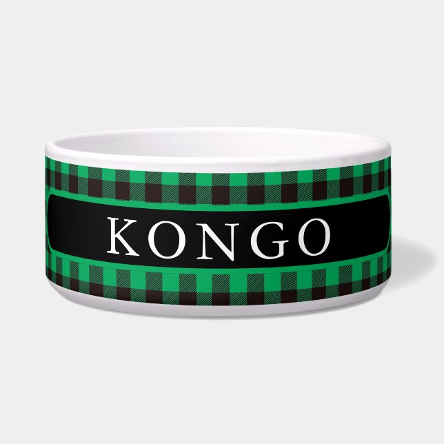 Green & Black Buffalo Dog Name Rustic (Front)