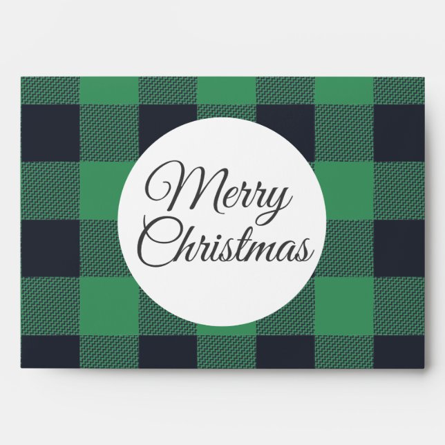 Green Black Buffalo Plaid Pattern Money Card Envelope (Front)