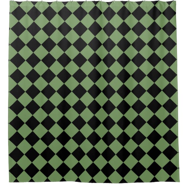 Green Black Chequered Diamond Pattern  (Front)
