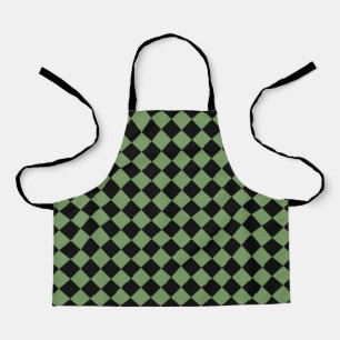 Green Black Chequered Diamond Pattern Apron