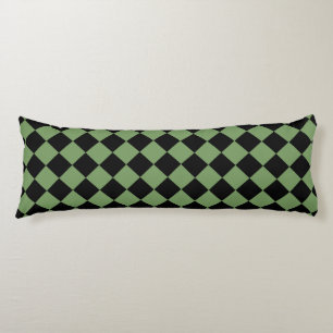 Green Black Chequered Diamond Pattern Body Pillow
