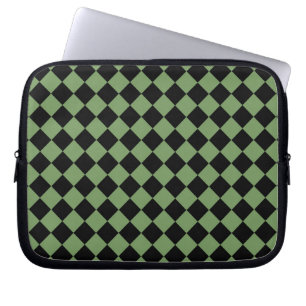 Green Black Chequered Diamond Pattern  Laptop Sleeve
