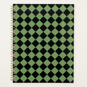 Green Black Chequered Diamond Pattern Planner