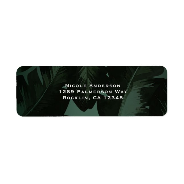 Green & Black Chic Tropical Leaves Wedding (Front)