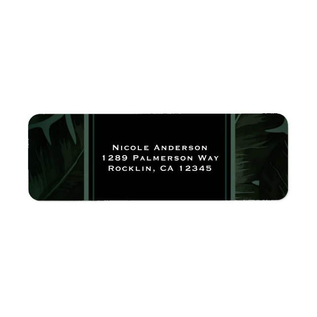 Green & Black Chic Tropical Leaves Wedding (Front)