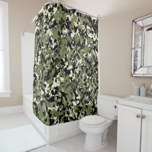 Green Black Cream Camouflage Pattern Print