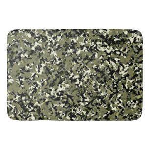 Green Black Cream Camouflage Pattern Print Bath Mat