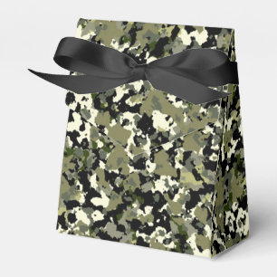 Green Black Cream Camouflage Pattern Print Favor Box