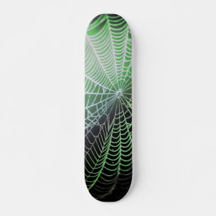 Green Black Creepy Spooky Spider Web Skateboard