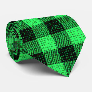 Green Black Crosshatch Buffalo Check Tie