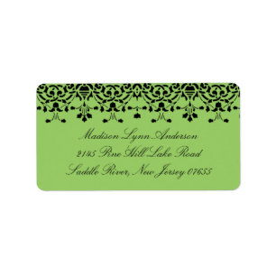 Green/Black Damask Lace Return Address Label