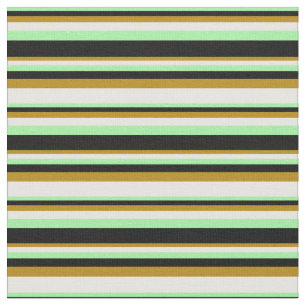 Green, Black, Dark Goldenrod & Mint Cream Coloured Fabric