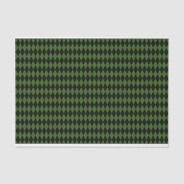 GREEN & BLACK DIAMOND MARDI GRAS PATTERNS TISSUE PAPER (Front)