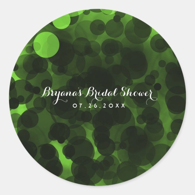 Green & Black Dots Modern Chic Party Custom Favour Classic Round Sticker (Front)