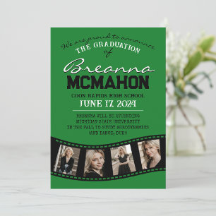 Green & Black Filmstrip Graduation Announcement