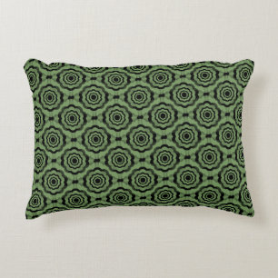 Green Black Flower Seamless Pattern Accent Pillow