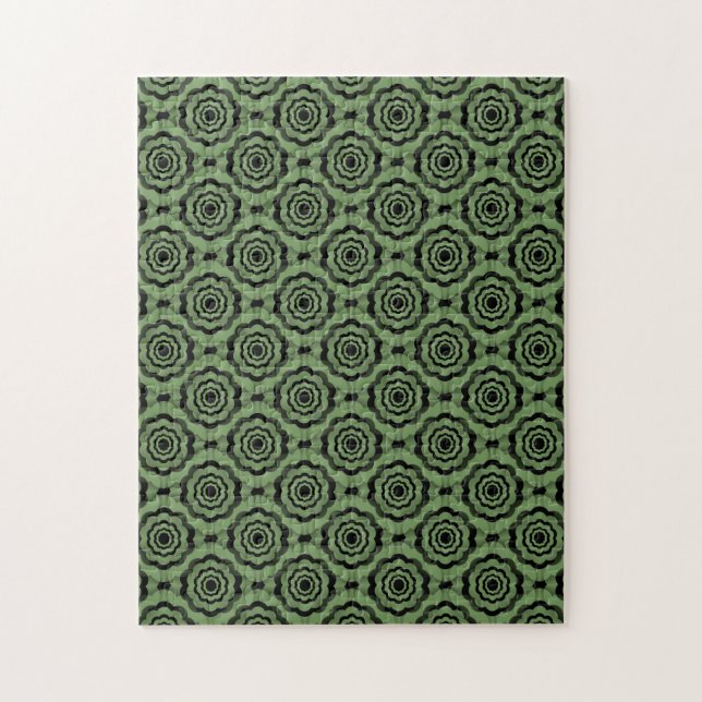 Green Black Flower Seamless Pattern Jigsaw Puzzle (Vertical)