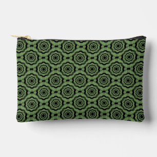 Green Black Flower Seamless Pattern Small Accessory Pouch