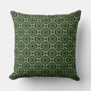 Green Black Flower Seamless Pattern Throw Pillow