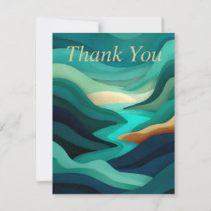 Green & Black Flowing Abstract Thank You Card