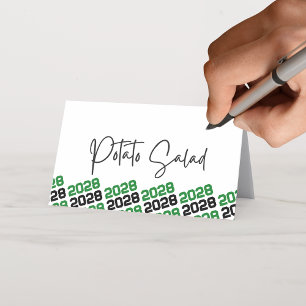 Green Black Grad Class Year Folding Food or Place Card