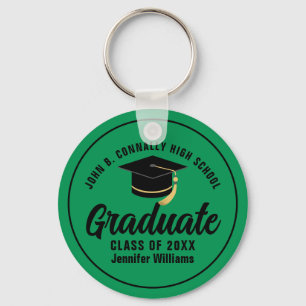 Green Black Graduate Personalized 2026 Graduation Keychain