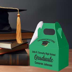 Green Black Graduate Personalized Graduation Party Favor Box
