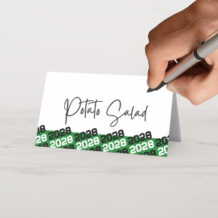 Green Black Graduation Year Folding Food or Place Card