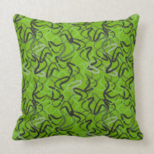 Green, Black & Grey   Fifties Boomerangs Throw Pillow
