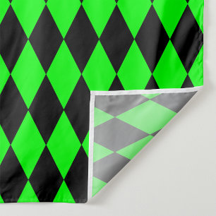 Green Black Harlequin Diamonds Checkers Design Tapestry