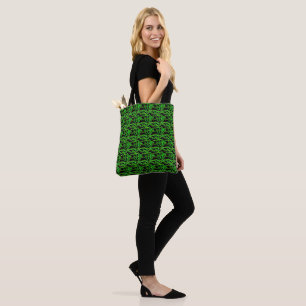 Green black hint of lemon tiny patterns tote bag