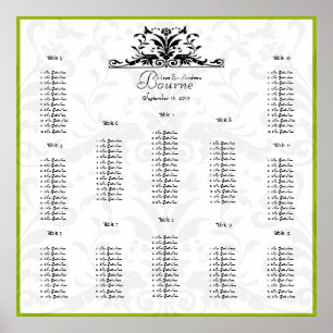 Green Black Honey Bee Seating Chart 12 Tables