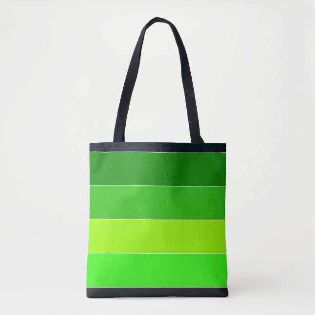 Green Black Horizontal Stripes Tote Bag (Front)