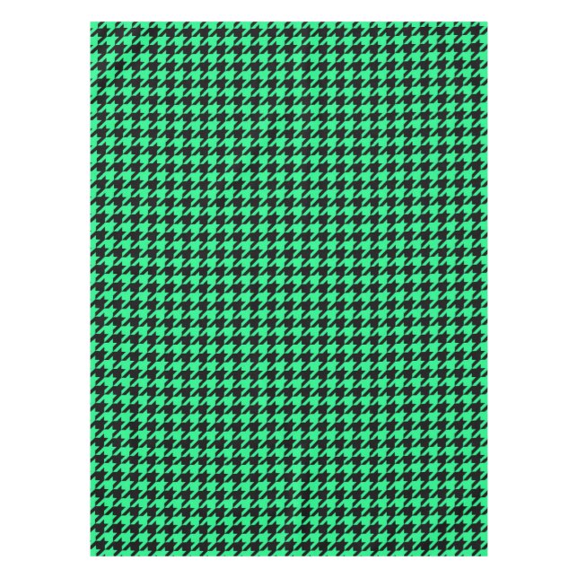 Green Black Houndstooth Check Tablecloth (Front)