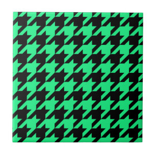 Green Black Houndstooth Check Tile