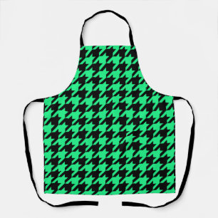 Green Black Houndstooth Plaid Apron