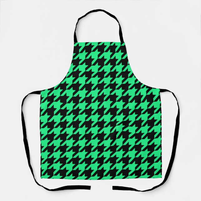 Green Black Houndstooth Plaid  Apron (Front)