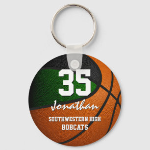 Green black kids sports team gifts basketball keychain