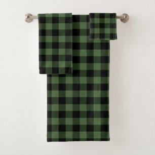 Green Black Lumberjack Plaid Bath Towel Set