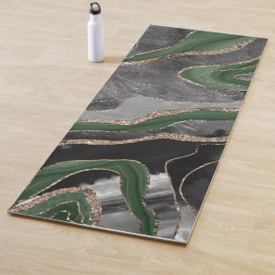 Green Black Marble Agate Gold Glitter Glam #1 Yoga Mat
