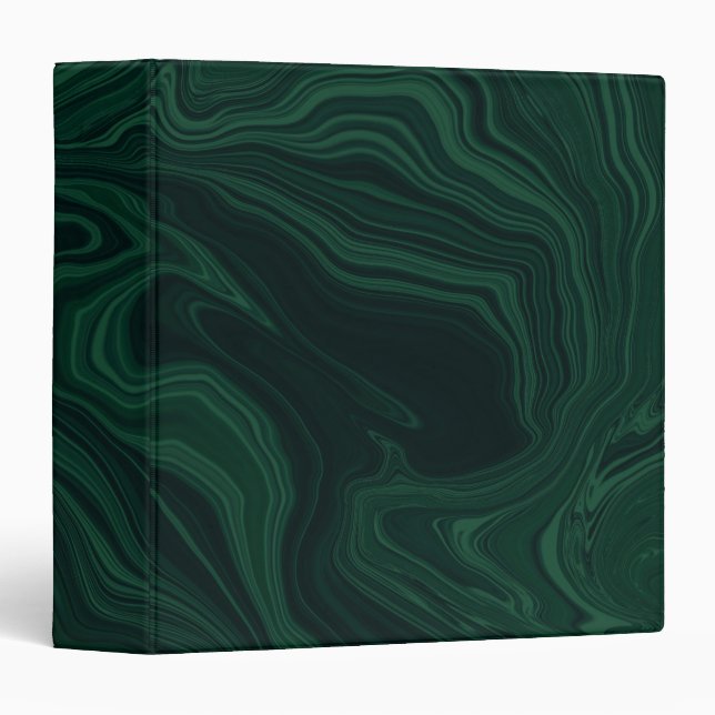 Green & Black Marble Malachite Modern Binder (Front/Spine)