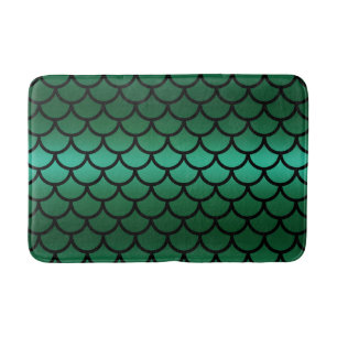 Green & Black Mermaid Scales Fantasy Fish Bath Mat