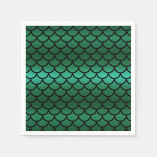 Green & Black Mermaid Scales Fantasy Fish Napkin