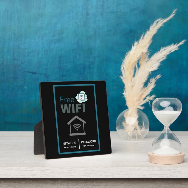 Green Black Minimalist Free Wifi Network Internet  Plaque (Insitu)