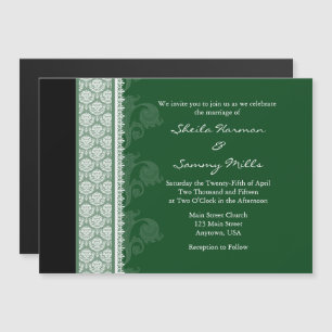 Green Black Modern Magnetic Wedding Invitation