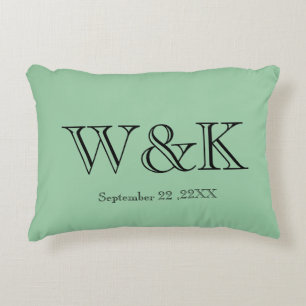 Green & black monogram wedding keepsake  accent pillow