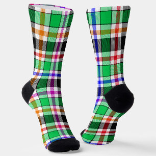 Green Black Multicolour Flannel Plaid Tartan Socks