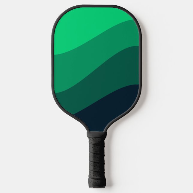 Green Black Ombre Wave pattern Pickleball Paddle (Front)