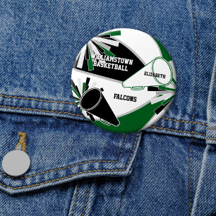 green black or ANY COLORS basketball cheerleader 3 Inch Round Button